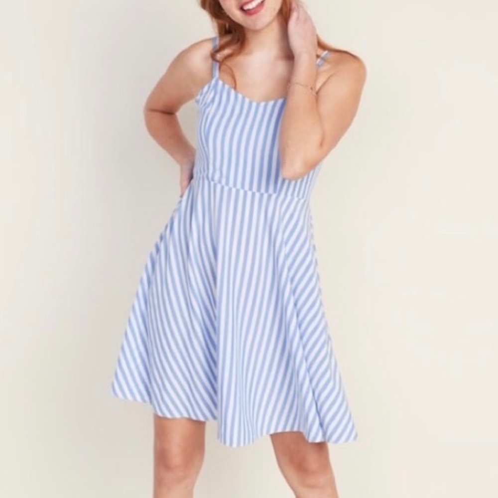 Old Navy Blue and White Striped Mini Dress